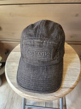 Supreme Embossed Denim  Camp Cap